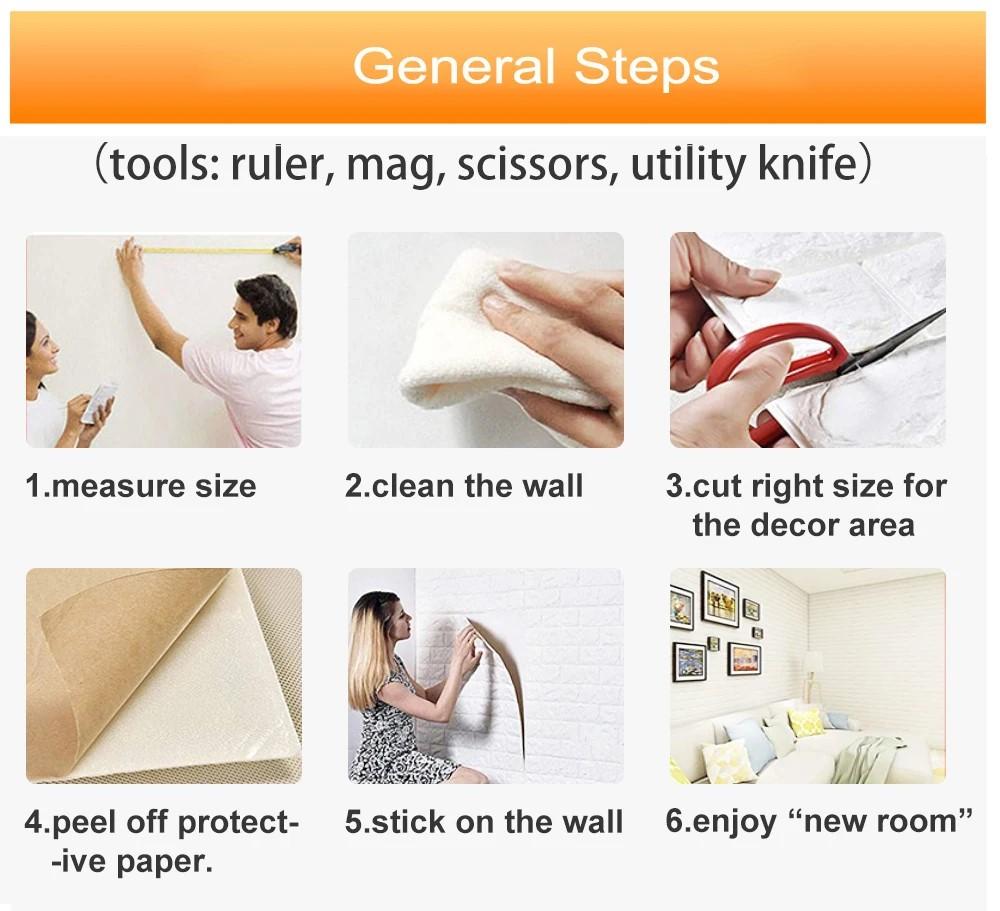 3D Wall Sticker 10/20Pcs 70*77cm Self Adhesive Brick Wall Stickers for Kids Room, Bedroom, Web Celebrity Room Decoration Backgrounds