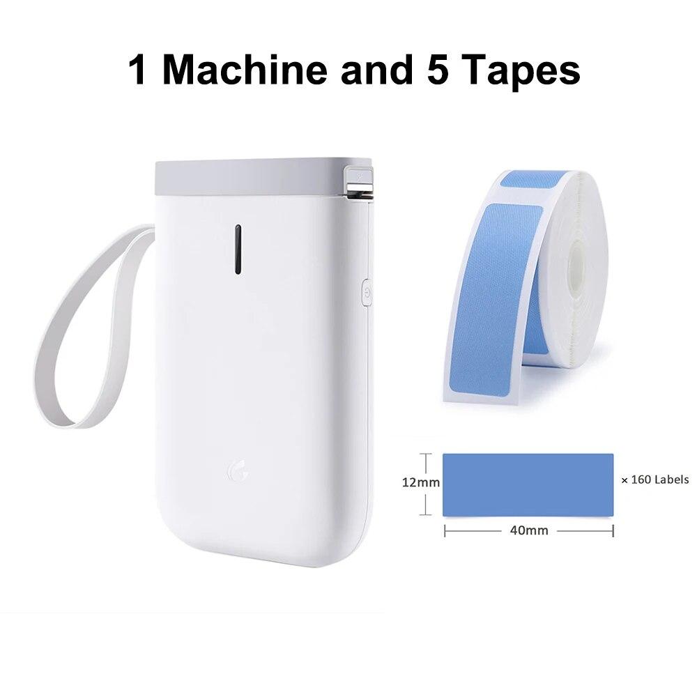 D11 Imprimantă Portabilă de Etichete Termice de Mână cu 5 Role de Bandă Wireless BT Mașină de Făcut Etichete Mașină de Autocolante pentru Etichetare Acasă Coduri de Bare