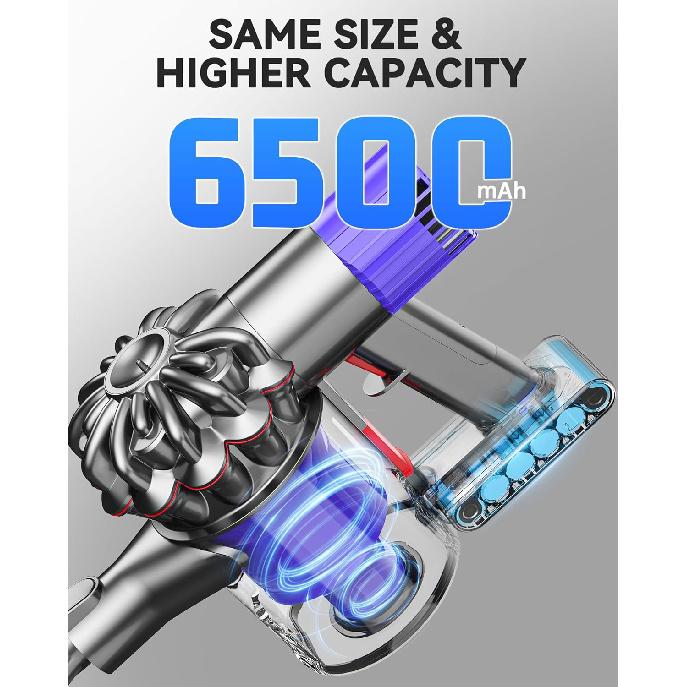 Battery Replacement for V7, 21.6V 6500mAh Li-ion Battery Compatible with SV11 V7 Motorhead V7 Animal V7 Extra V7 Mattress V7 Absolute V7 Trigger V7