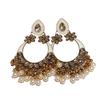 Rhinestone Tassel Water Droplet Earrings Beaded Tassel Exaggerated Tassel Earrings  Women