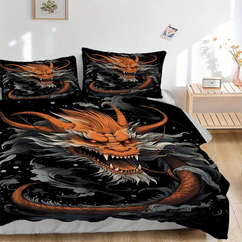 

3pcs Dragon Artwork Duvet Cover Set, Soft Comfortable Duvet Cover,Guest Room (1*Duvet Cover + 2*Pillowcase, Without Core) yy251104155 135x200cm