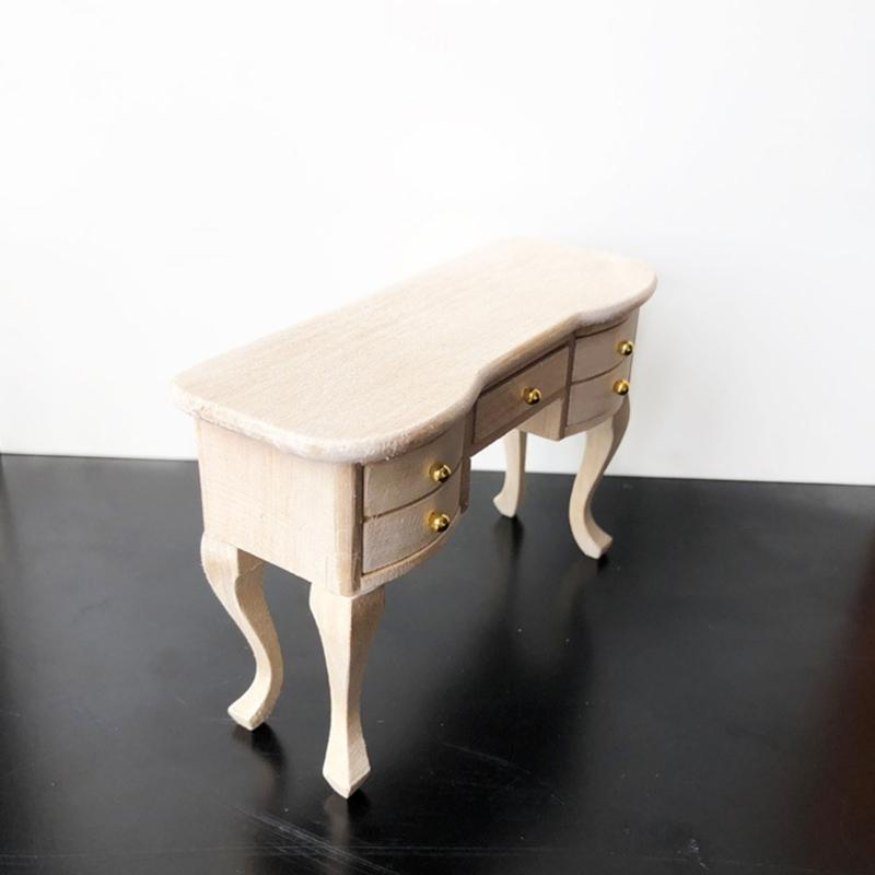 Modern Mini Desk And Chair Dollhouses Accessories 1/12 Scale Zakka Wooden Furniture For Craft Projects And Display