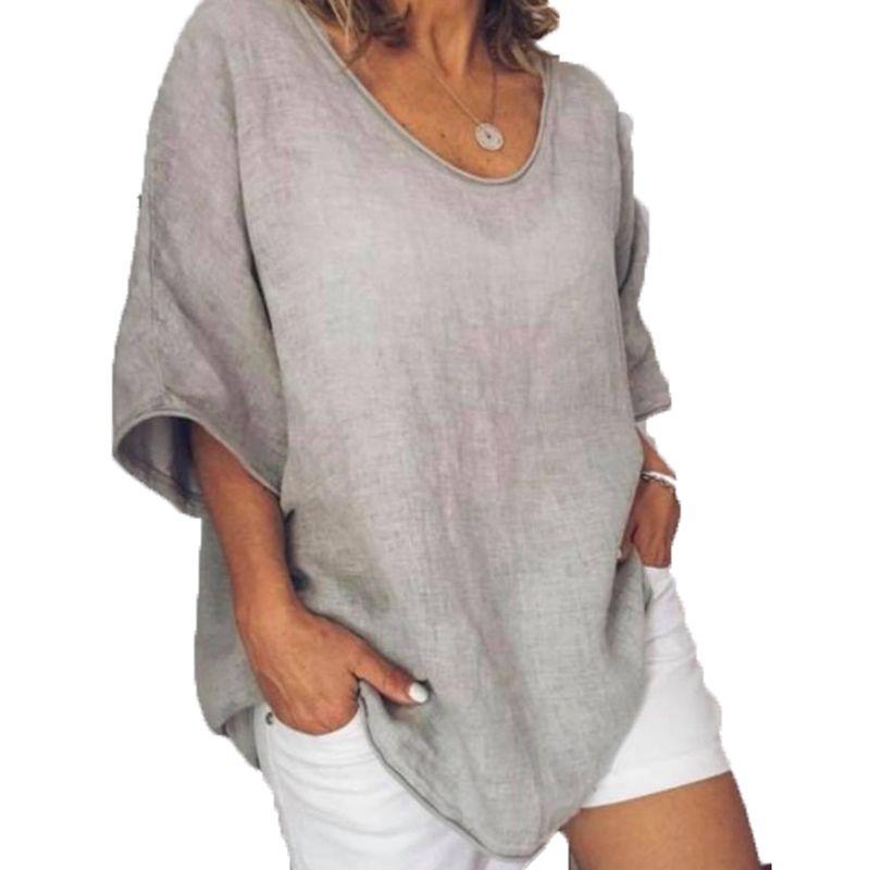 Blusa Estiva da Donna con Maniche Corte a Pipistrello Elegante Casual Larga per Ogni Occasione