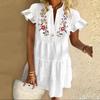 Vintage Print Party Dress Exquisite Pattern Womens Beach Clothing Polyester Dress Up Attractive