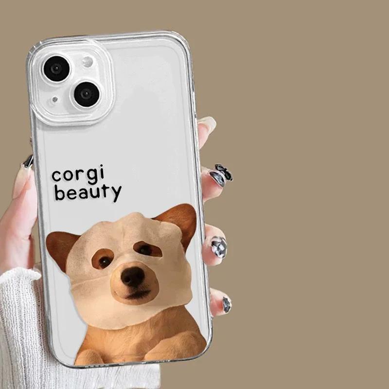 

Чехол для телефона Funny Dog для iPhone 15 11 12 14 13 Pro Max Mini XSMax XR SE 7 8 Plus, милый мультяшный щенок, прозрачные чехлы For iPhone 14Pro кленовый