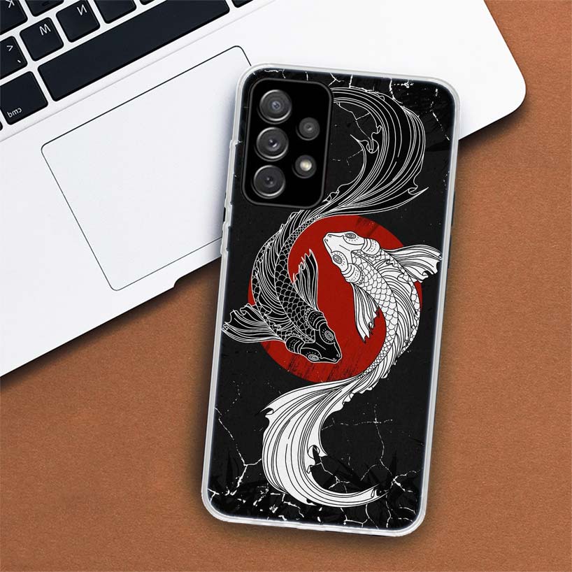 Japan Koi Fish Yin Yang Art Phone Case For Samsung Galaxy A51 A71 A50 A70 A40 A30 A20E A10 A41 A31 A21S A11 A01 A6 A8 + A7 A9 Pl