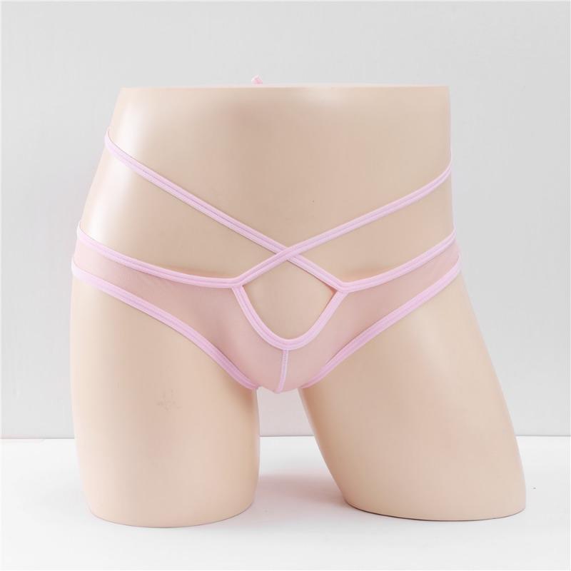 Men Hole In Front Thongs Lingerie Men'S Bulge Enhancing Thong G-String Underwear Pouch Mesh See Through Underwear Hollow Panties