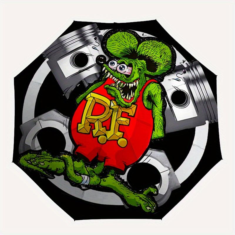 Rat Fink Muscle Car Decal - Classic American Auto StickerUmbrella, Portable 3-Fold Compact Umbrella for Men & Women Gift