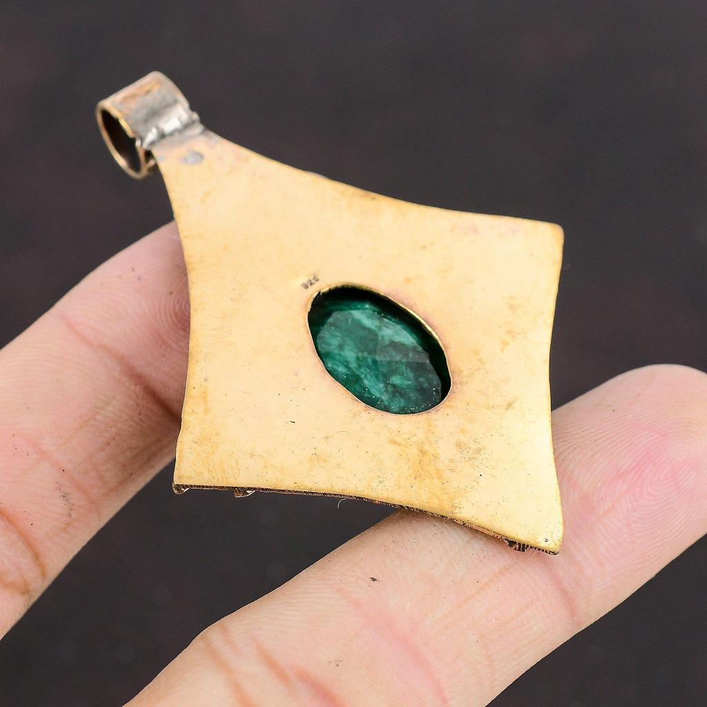Faceted Zambian Emerald Pendant Copper Pendant Very Pretty Gemstone Pendant Copper Jewelry For Gift Handmade Pendant Zambian Emerald Jewelry