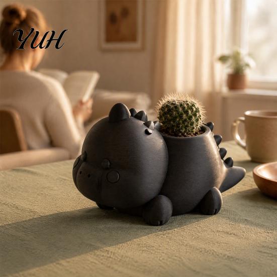 PLA-Material Pflanzgefäß 3D-gedruckt Dinosaurier-förmiger Sukkulenten-Topf, Niedlich für kleines personalisiertes Weihnachtsgeschenk Kaktus Mini-Pflanzen, Dekoratives Schreibtisch-Blumen