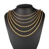 Gold-Plated Stainless Steel Twist Chain Pendant Necklace - Trendy Hip Hop Jewelry for Men