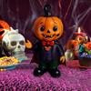 Halloween Pumpkin Kid Figurine Mini Resin Demon Pumpkin Statue Spooky Tabletop Ornament for Outdoor Indoor Home Garden Decoration