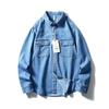 Blue Washed Retro Denim Shirt Jacket Men Long Sleeves 2024 Autumn New Arrival Export Men's Wear Workwear Shirt