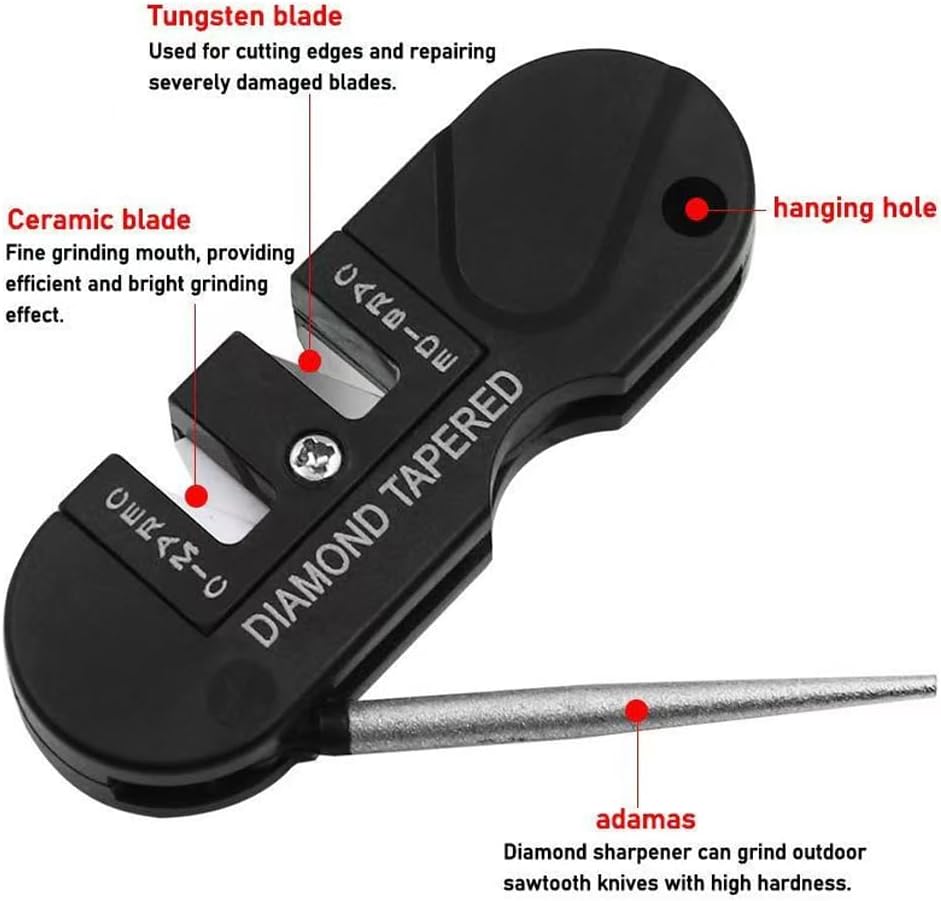 Pocket Knife Sharpener Survival Tool Preset Carbide Ceramic Stone Sharpeners Fold-Out Diamond Coated Rod
