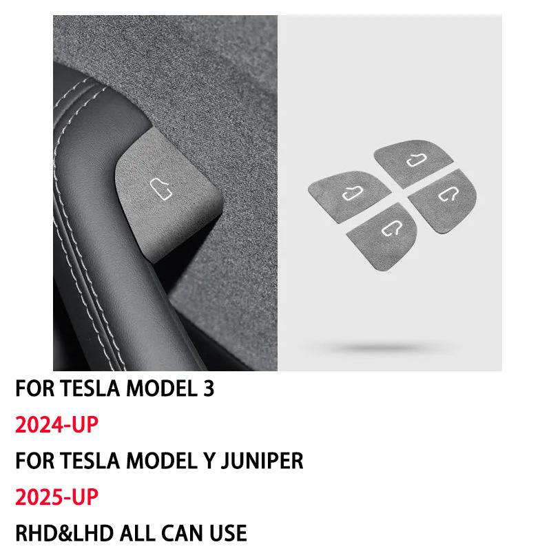 Italian Premium Suede For Tesla Model Y 2025 Juniper Model 3 Highland 2024 Door Switch Patch Trim Cover Interior Car Accessories