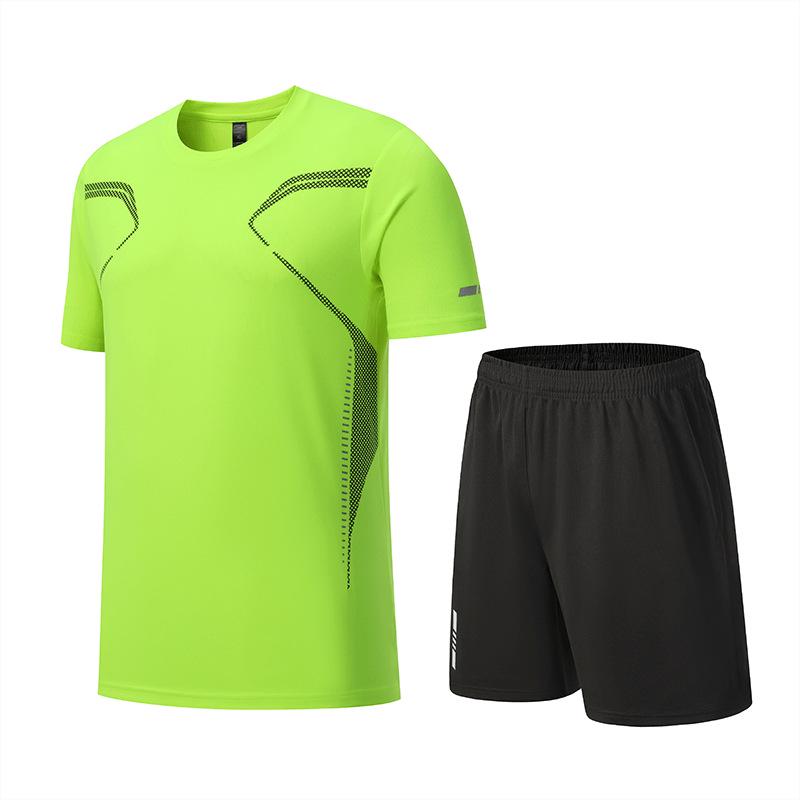 Men's Quick-Dry Short-Sleeve Sportswear Set for Summer Running and Fitness