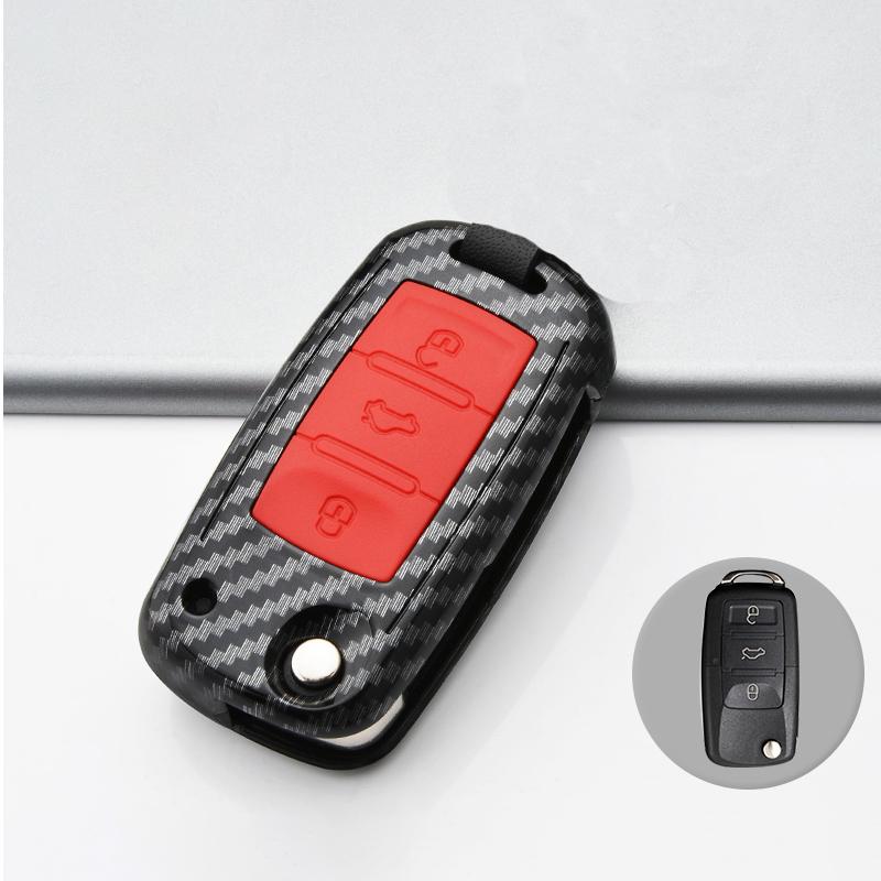 Carbon Fiber Abs Car Key Cover Case For Volkswagen Vw Polo Tiguan Passat B5 B6B7 Golf Eos Scirocco Jetta Mk6 Octavia Accessories