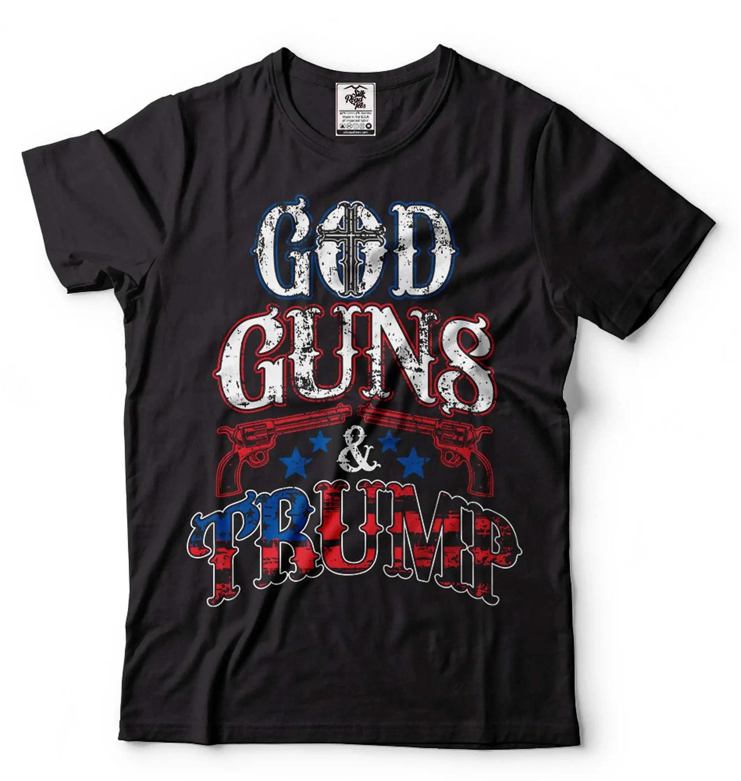 God Guns And Trump Shirt Funny Pro Gun Political Shirts Gun Lover Patriotic Tee M