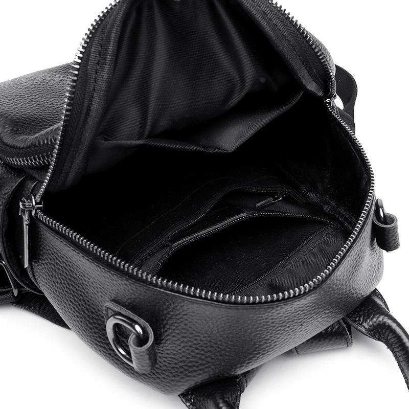 New Hig Quality Women's Backpack Black Simple Multi-zipper Women's Shoulder Bag