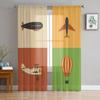 Retro Aircraft Icon Designs Sheer Curtain For Living Room Bedroom Voile Curtains For Window Organza Curtains Party Tulle Drapes
