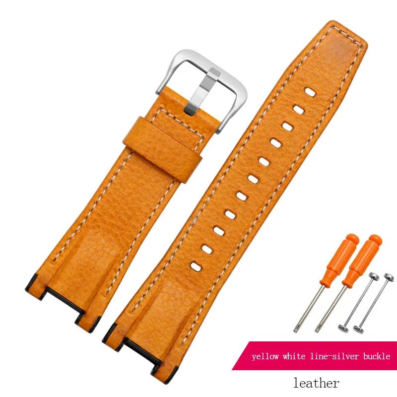 For G-SHOCK GST-W120L S130L S310 B100 Genuine Leather Nylon Canvas Watch Strap Black Brown Yellow Men Watchband