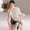 Men's Plus Size Summer Modal Short Sleeve Pajamas Set with Shorts
