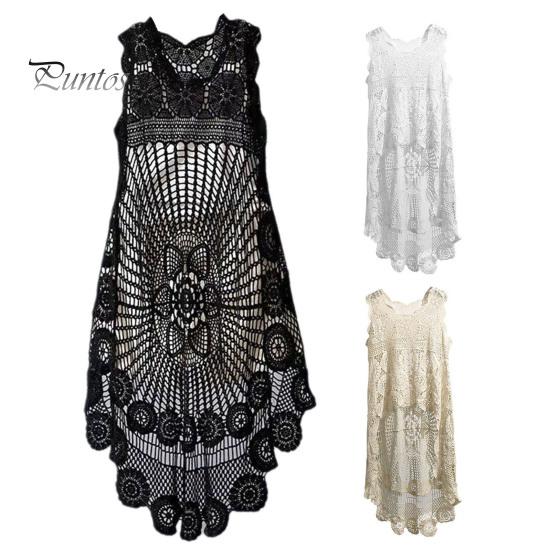 Gilet d'été en dentelle creuse sans manches pour femme, col rond