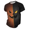 Men's Casual Short Sleeve T-Shirt with Halloween Print Lightweight Breathable Round Neck Top