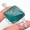 Natural Moss Agate Gemstone Handmade 925 Sterling Silver Pendant 2.80" N3k74