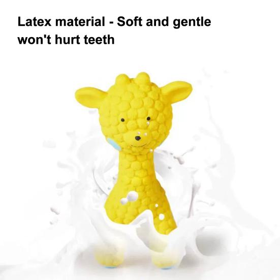 Latex Giraffe Dog Chew Toy Bite Resistant Pet Squeaky Toy Puppies Teething Cleaning Interactive Toy for Small Medium Large Breeds