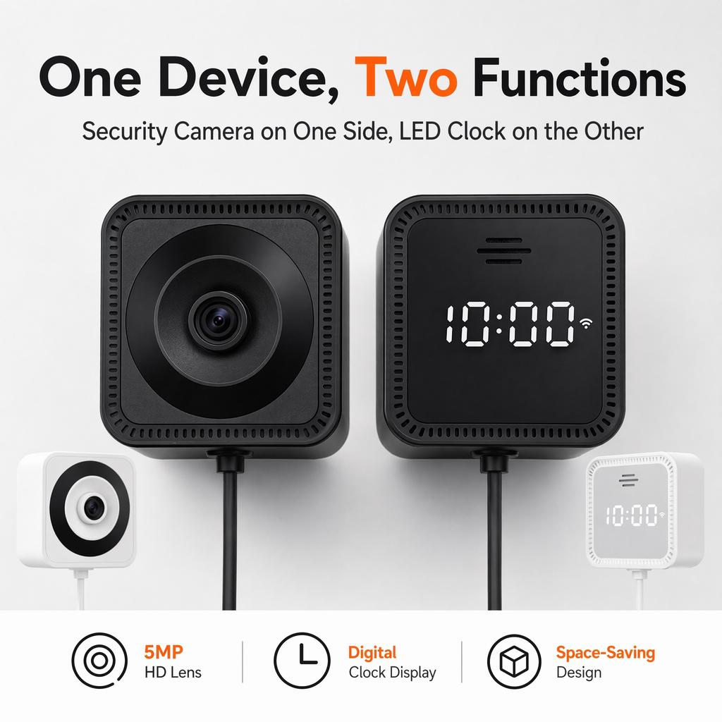 Window Camera LED Digital Clock Display High-definition 5MP 5G WIFI Camera Two-way Intercom Motion Detection TUYA APP Security Camera