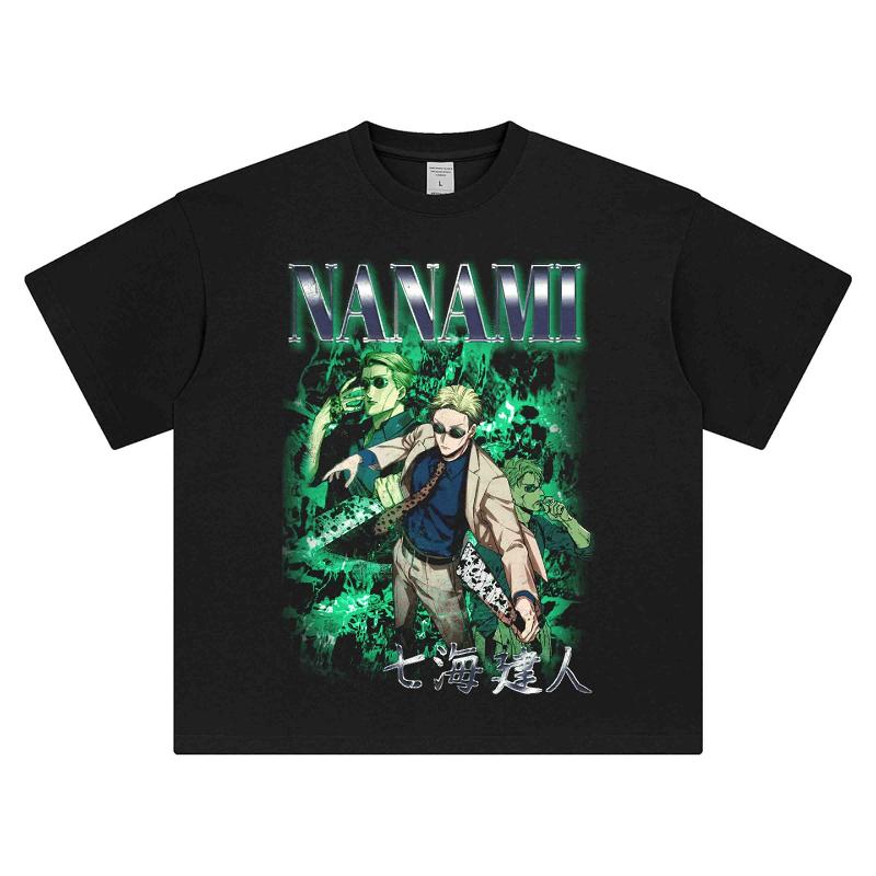Spell Return To War Short Sleeve Men's Qihai Jianren Printed T-Shirt Small Neckline Loose Men's and Women's Streetwear