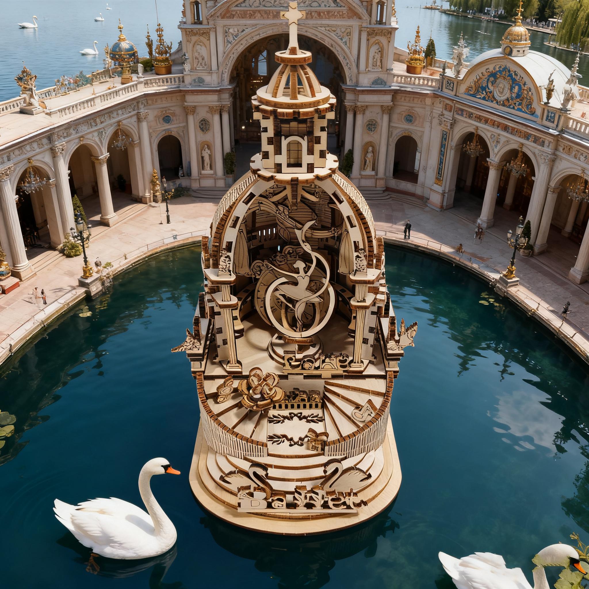 DIY Swan Lake Music Craft Kit 3D Craft Model Kit Hands-On Activity Table Decoration Christmas, Birthday, Halloween Gift белый