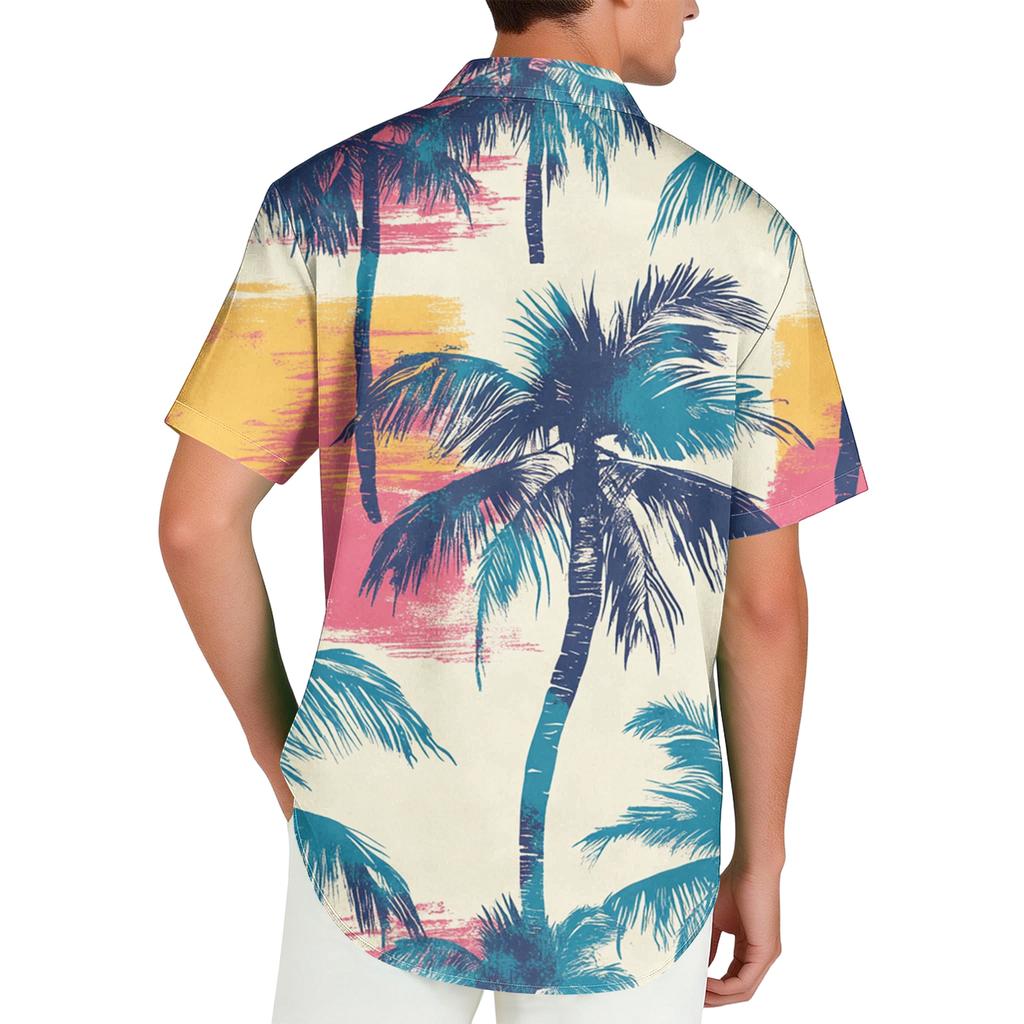 Hawaiian Print - Men's Casual Short Sleeved Shirt