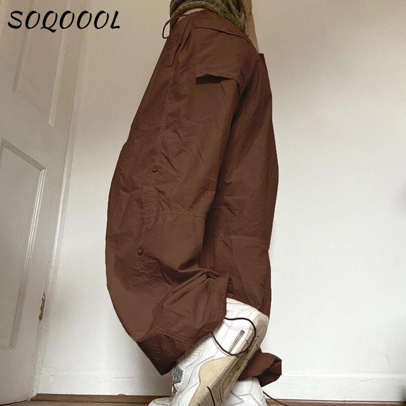 Y2K Cargo Pants Dámské Tepláky s nízkým pasem Tepláky se stahovací šňůrkou Vintage Baggy Široké kalhoty Velké Padákové kalhoty Jogger