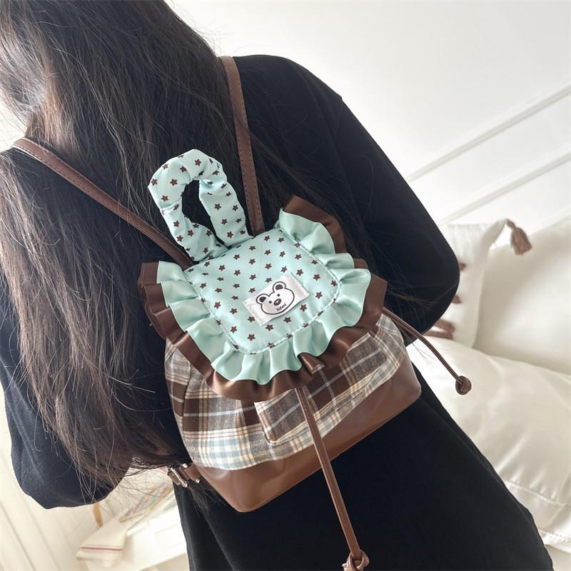 Lightweight Nylon Student Bag With Flap Closure And Contrast Details For Campus