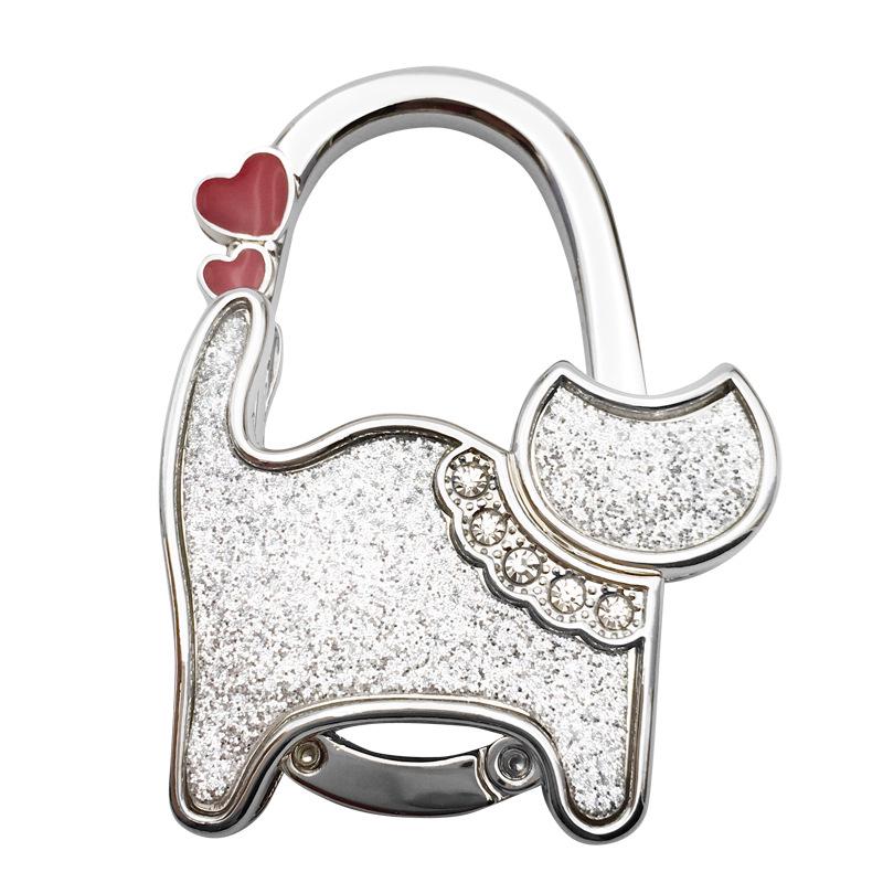 Two-heart Cat Bag Hook: Customizable Logo, Inner-Folding Table Edge Hook for Ladies