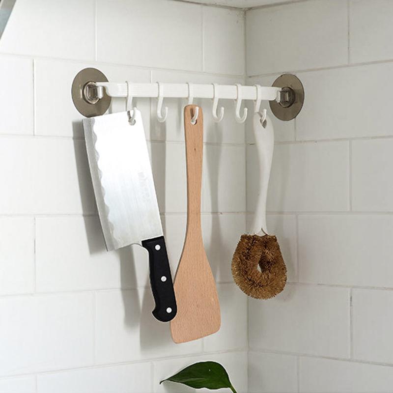 Hook Plastic Bathroom Sucker Vacuum Frame Towel Double Adjustable Wall Tool Shelves Flexible Cupboard Holder Hanger Organizer