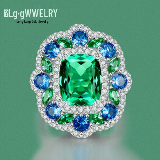 S925 Silver Oval Diamond Ring - Four-Prong Sparkly Fashion Jewelry