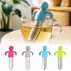 Infuseur à thé en silicone en forme humaine avec maille en acier inoxydable Filtre à thé mignon pour feuilles volantes pour tasse Théière Résistant à la chaleur Cadeau créatif pour le thé