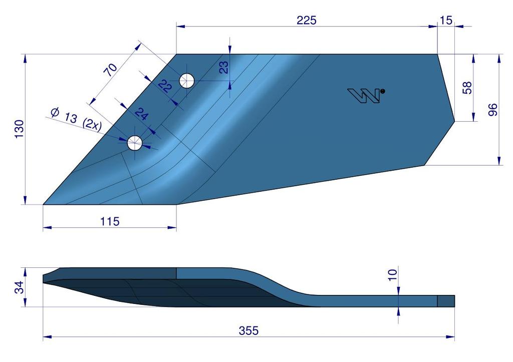 Bent Short Right Ploughshare Application Lemken Smaragd Waryński