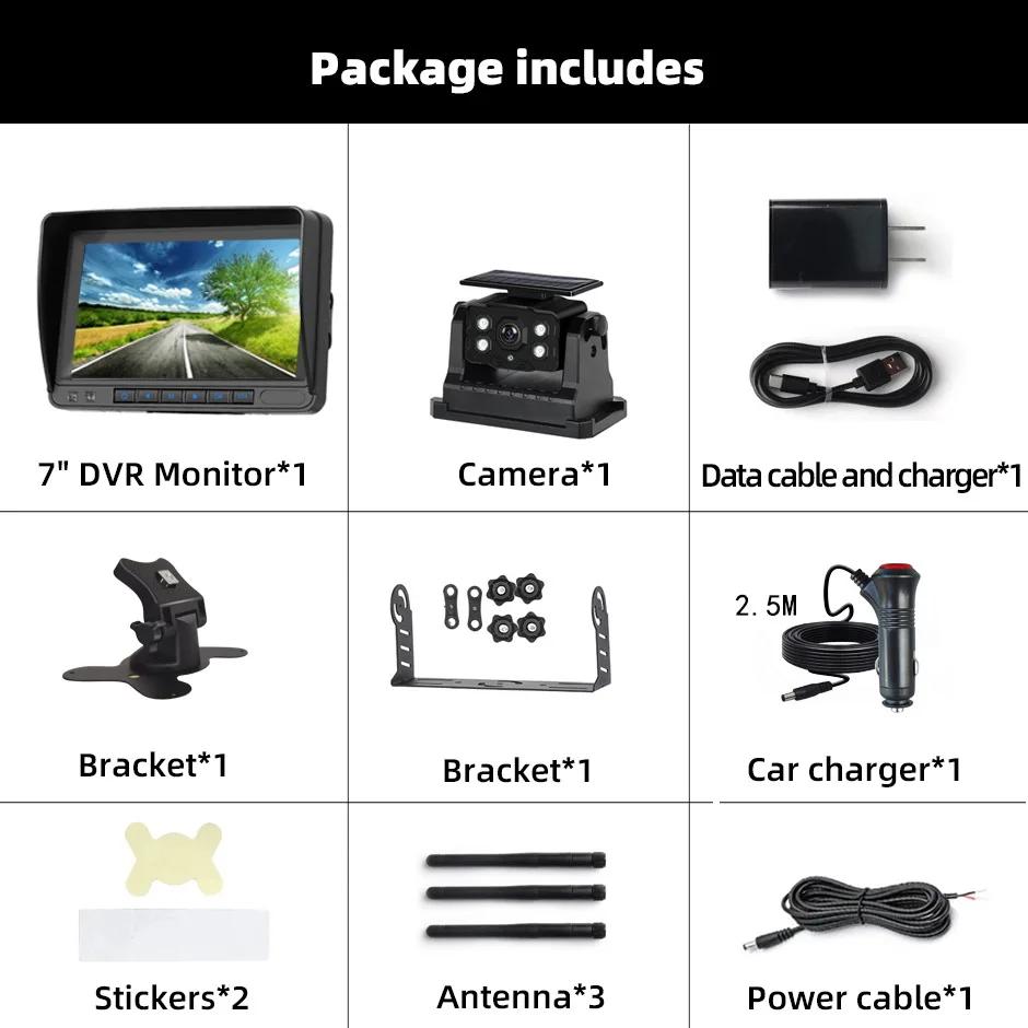 

Wireless Magnetic HD Solar Backup Camera 9600mAh Battery Powered Rechargeable 7 Inch 1080P Monitor for Car Tow Truck Trailer 64G