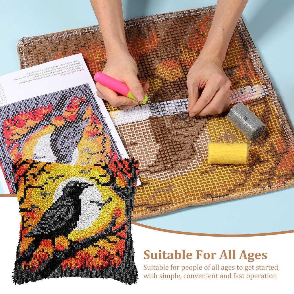 Animal Patterns Latch Hook Kit DIY Craft Vintage Knot Pillow Package Embroidery Latch Hook Kits Animals Print Cushion Pillowcase