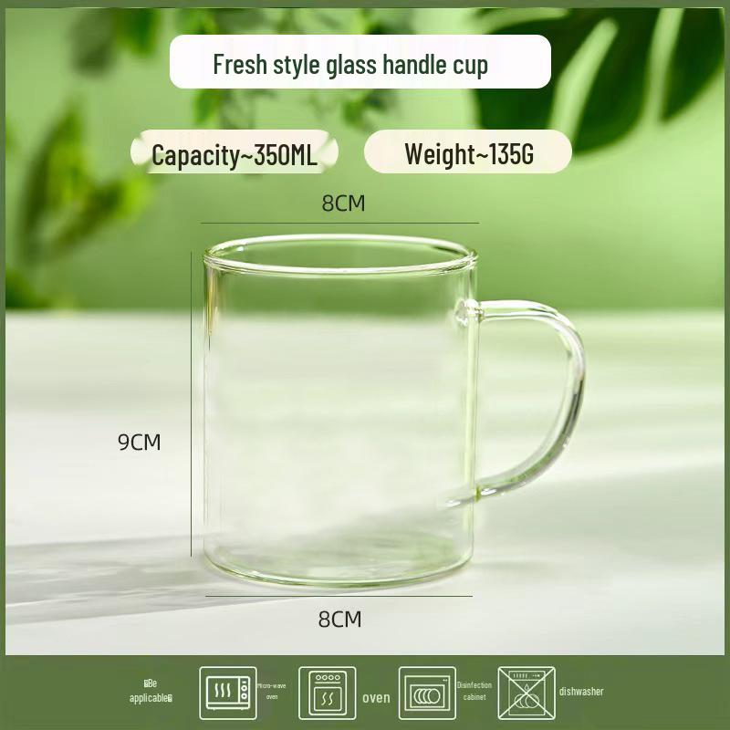 

High Borosilicate Women s Water & Coffee Cup with Handle - Heat Resistant Glass for Home & Office 350ml