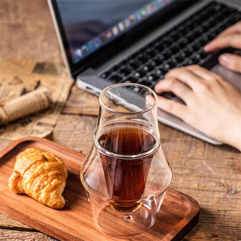 Dubbelväggig glas espressokaffemugg transparent högt borosilikatglas te latte vinglas bar barista café tillbehör
