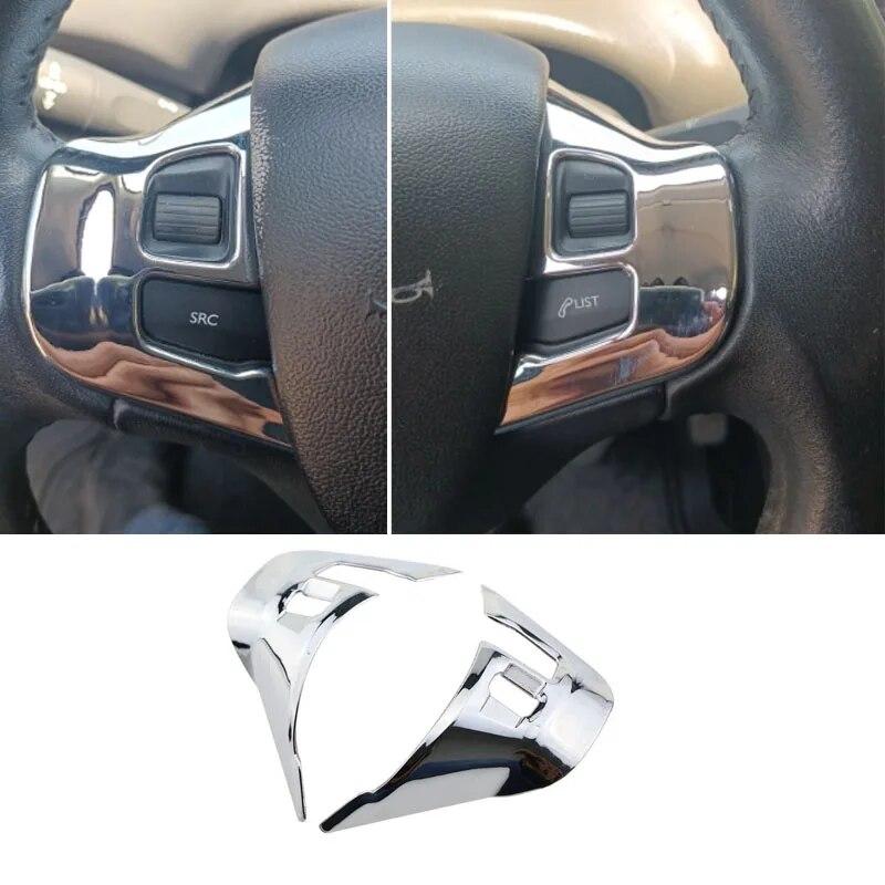 My Good Car for Peugeot 2008 208 2014 -  Chrome Steering Wheel Panel Decorative Cover Sticker Steering Wheel Shiny Auto