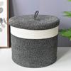 Clothes Storage Basket Woven Storage Basket Round Storage Storage Basket Cotton Rope Woven Handmade Foldable Dirty Clothes Basket