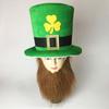 Chapéu de Copa do Dia de São Patrício Barba Postiça Festiva Fantasia de Celebração Verde para Festival Irlandês Festa de Aniversário Suprimentos de Decoração