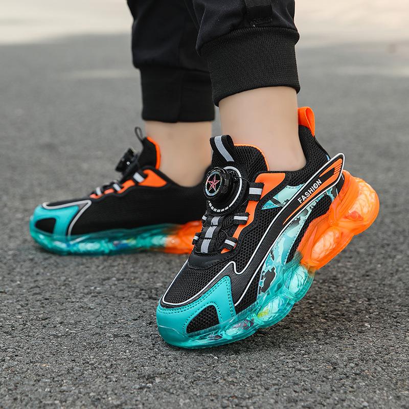 Boys shoes summer 2025 new children's non-slip breathable mesh leather versatile boys sports running shoes tide