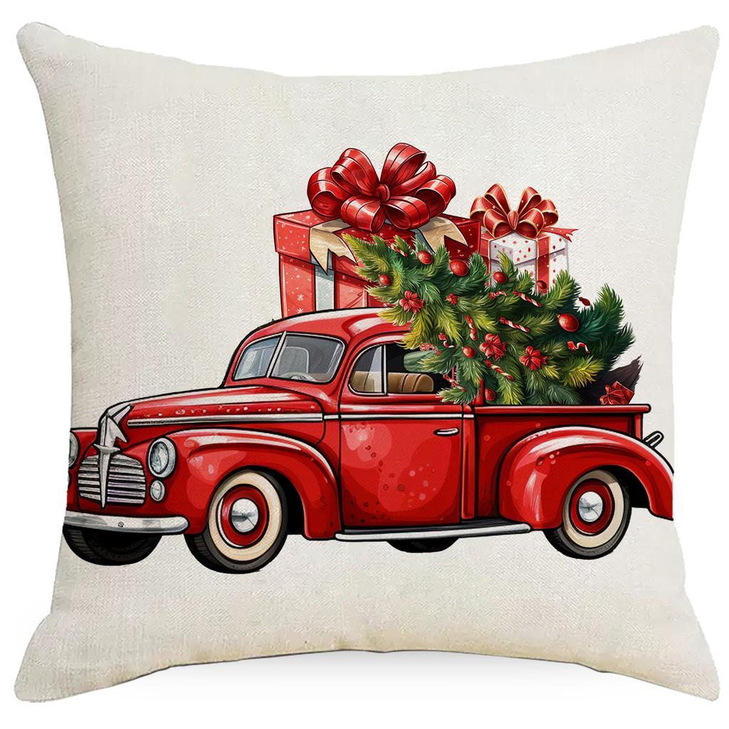 Christmas Tree Santa Claus Gift Series Linen Pillowcase Cushion Cover